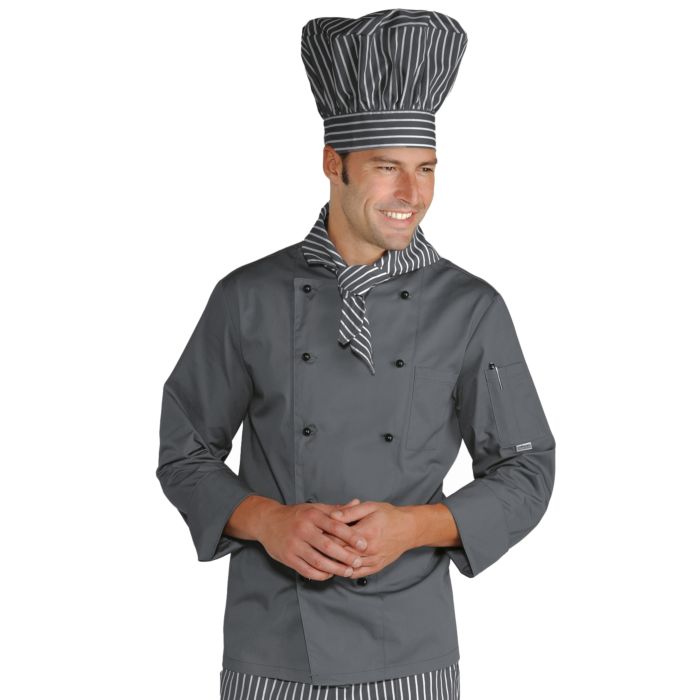 Mezza Manica Giacca Cuoco Isacco Bilbao - 65% Poliestere 35% Cotone, Colore Tortora Giacca Da Cuoco - 11
